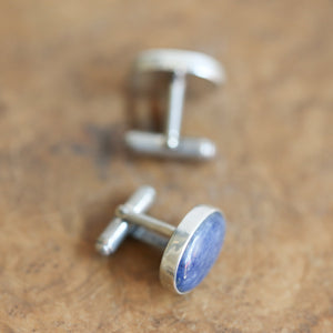 Ready to Ship - Kyanite Cuff Links - .925 Sterling Silver Cufflinks - Silversmith - Blue Kyanite Cufflinks