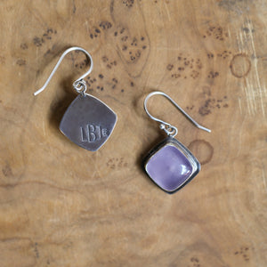 Purple Chalcedony Drop Earrings - .925 Sterling Silver - Chalcedony Earrings