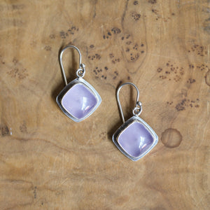 Purple Chalcedony Drop Earrings - .925 Sterling Silver - Chalcedony Earrings