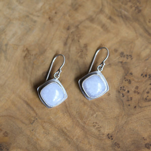 Ready to Ship - Blue Chalcedony Drop Earrings - .925 Sterling Silver - Chalcedony Earrings