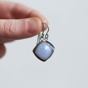 Ready to Ship - Blue Chalcedony Drop Earrings - .925 Sterling Silver - Chalcedony Earrings