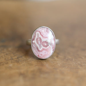 Ready to Ship - Rhodochrosite Ring - .925 Sterling Silver Ring - Rhodochrosite Boho Statement Ring