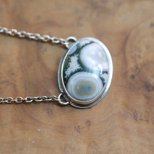 Ocean Jasper East-West Center Stone Necklace - .925 Silversmith - Choose Your Stone Pendant