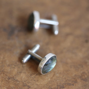 Faceted Labradorite Cuff Links - Labradorite Cufflinks - .925 Sterling Silver - Silversmith Cufflinks