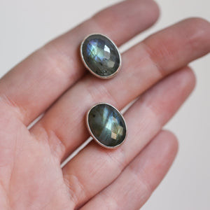 Faceted Labradorite Cuff Links - Labradorite Cufflinks - .925 Sterling Silver - Silversmith Cufflinks