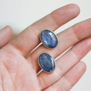 Ready to Ship - Kyanite Cuff Links - .925 Sterling Silver Cufflinks - Silversmith - Blue Kyanite Cufflinks