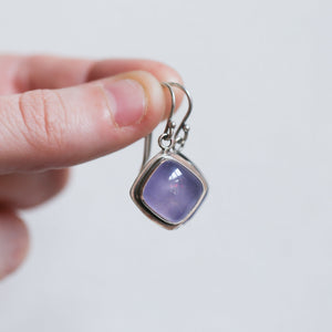 Purple Chalcedony Drop Earrings - .925 Sterling Silver - Chalcedony Earrings