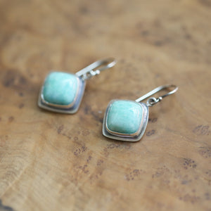 Ready to Ship - Amazonite Drop Earrings - Boho Amazonite Drop Earrings - Robins Egg Blue - Silversmith