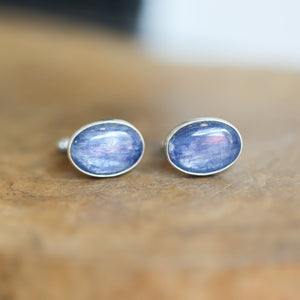 Ready to Ship - Kyanite Cuff Links - .925 Sterling Silver Cufflinks - Silversmith - Blue Kyanite Cufflinks