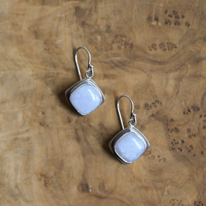 Ready to Ship - Blue Chalcedony Drop Earrings - .925 Sterling Silver - Chalcedony Earrings