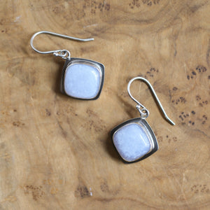 Ready to Ship - Blue Chalcedony Drop Earrings - .925 Sterling Silver - Chalcedony Earrings