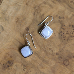 Ready to Ship - Blue Chalcedony Drop Earrings - .925 Sterling Silver - Chalcedony Earrings