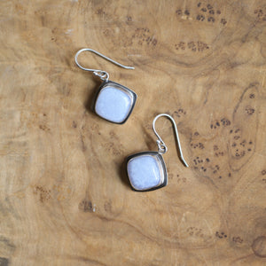 Ready to Ship - Blue Chalcedony Drop Earrings - .925 Sterling Silver - Chalcedony Earrings