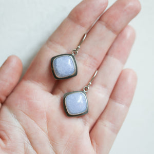 Ready to Ship - Blue Chalcedony Drop Earrings - .925 Sterling Silver - Chalcedony Earrings