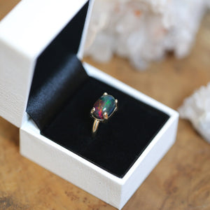 Solid Gold Opal Ring - 14K Gold Opal Ring - Gold Prong Ring - October Birthstone - Goldsmith