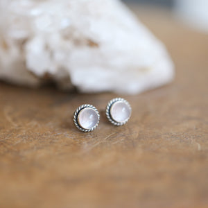 Rose Quartz Traditional Posts - Sterling Silver Posts - Pink Studs - Rose Quartz Earrings