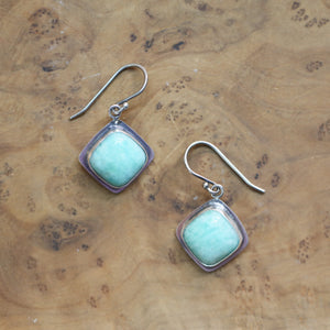 Ready to Ship - Amazonite Drop Earrings - Boho Amazonite Drop Earrings - Robins Egg Blue - Silversmith