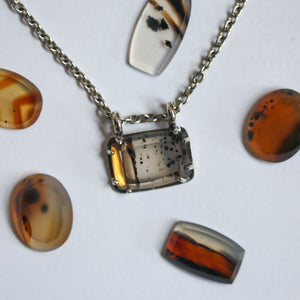 Choose Your Stone - Agate Prong Pendant - .925 Sterling Silver - Montana Agate Pendant