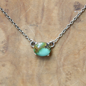 Ready to Ship - Turquoise Prong Necklace - Small Turquoise Pendant - OOAK