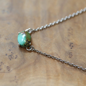 Ready to Ship - Turquoise Prong Necklace - Small Turquoise Pendant - OOAK