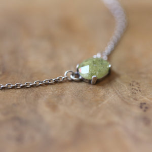 Faceted Green Garnet Necklace - Garnet Pendant - Green Garnet Jewelry - .925 Sterling Silver