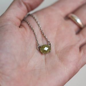 Faceted Green Garnet Necklace - Garnet Pendant - Green Garnet Jewelry - .925 Sterling Silver