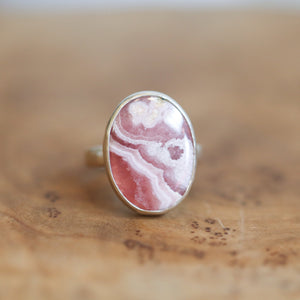 Ready to Ship - Rhodochrosite Ring - .925 Sterling Silver Ring - Rhodochrosite Boho Statement Ring