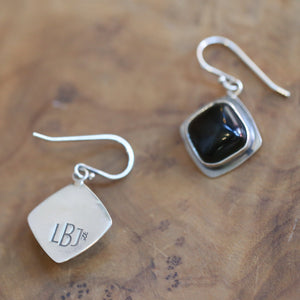 Black Agate Drop Earrings - .925 Sterling Silver - Black Onyx Earrings - Sterling Silver