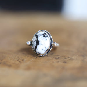 White Buffalo Lasso Ring - White Buffalo Ring - Silversmith Ring - OOAK