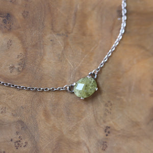 Faceted Green Garnet Necklace - Garnet Pendant - Green Garnet Jewelry - .925 Sterling Silver