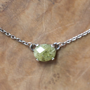 Faceted Green Garnet Necklace - Garnet Pendant - Green Garnet Jewelry - .925 Sterling Silver