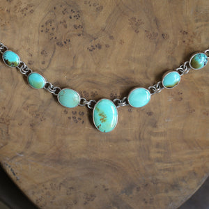 Ready to Ship - OOAK Silversmith - 7 stone Turquoise Necklace with Chain