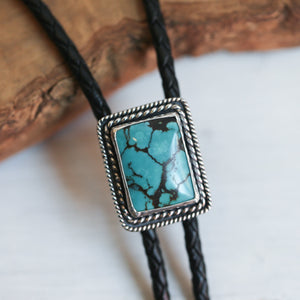 Ready to Ship - Turquoise Bolo Tie - OOAK - .925 Sterling Silver - Western Turquoise Bolo