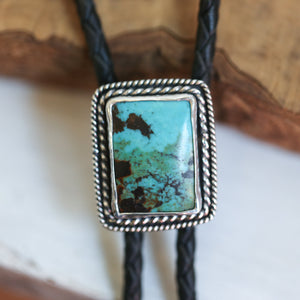 Ready to Ship - Turquoise Bolo Tie - OOAK - .925 Sterling Silver - Western Turquoise Bolo