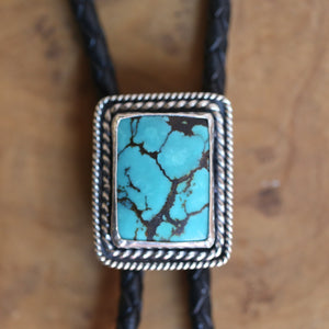 Ready to Ship - Turquoise Bolo Tie - OOAK - .925 Sterling Silver - Western Turquoise Bolo