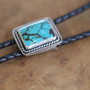 Ready to Ship - Turquoise Bolo Tie - OOAK - .925 Sterling Silver - Western Turquoise Bolo