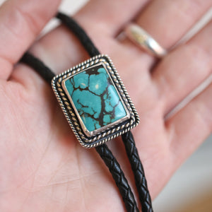 Ready to Ship - Turquoise Bolo Tie - OOAK - .925 Sterling Silver - Western Turquoise Bolo