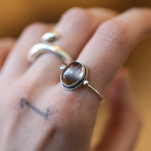 Smoky Quartz Delica Ring - Smoky Quartz Ring - Southwest Ring - .925 Sterling Silver - Silversmith