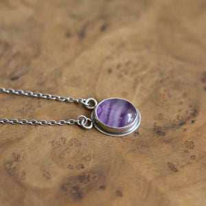 Rainbow Fluorite Pendant - Silversmith - Purple and Green Fluorite Pendant