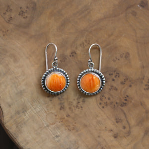 Sun Drop Earrings - Spiny Oyster Earrings - Chili Red Earrings - Orange Drop Earrings