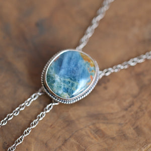 Apatite Mock Bolo - Apatite Bolo Necklace - Sterling Silver - Bolo Style Necklace