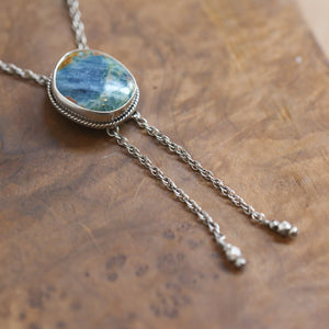 Apatite Mock Bolo - Apatite Bolo Necklace - Sterling Silver - Bolo Style Necklace