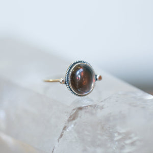 Smoky Quartz Delica Ring - Smoky Quartz Ring - Southwest Ring - .925 Sterling Silver - Silversmith