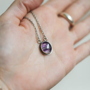 Rainbow Fluorite Pendant - Silversmith - Purple and Green Fluorite Pendant