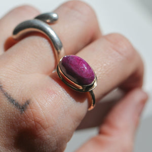 14K Ruby in Zoisite Ring - 14KT Gold Ruby Ring - Solid Gold Ruby Ring - Hammered Ruby Ring - Pick Your Stone