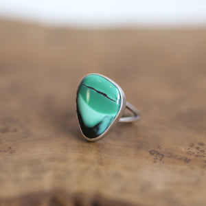 Ready to Ship - Green Variscite Ring - Emerald Rose Variscite - Silversmith Ring - Variscite in Boulder Ring