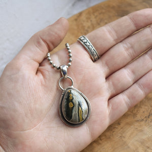 Ocean Jasper Looking Glass Pendant - .925 Silversmith - OOAK Ocean Jasper Pendant