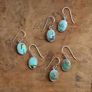 Ready To Ship - Turquoise Oval Drop Earrings - Choose Your Pair - .925 Sterling Silver - OOAK