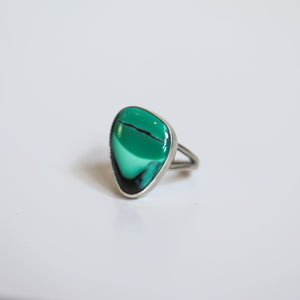 Ready to Ship - Green Variscite Ring - Emerald Rose Variscite - Silversmith Ring - Variscite in Boulder Ring