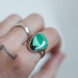 Ready to Ship - Green Variscite Ring - Emerald Rose Variscite - Silversmith Ring - Variscite in Boulder Ring